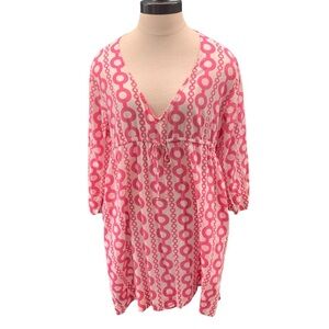 GRETCHEN SCOTT DESIGNS Pink & White Graphic Tunic Dress - Size M